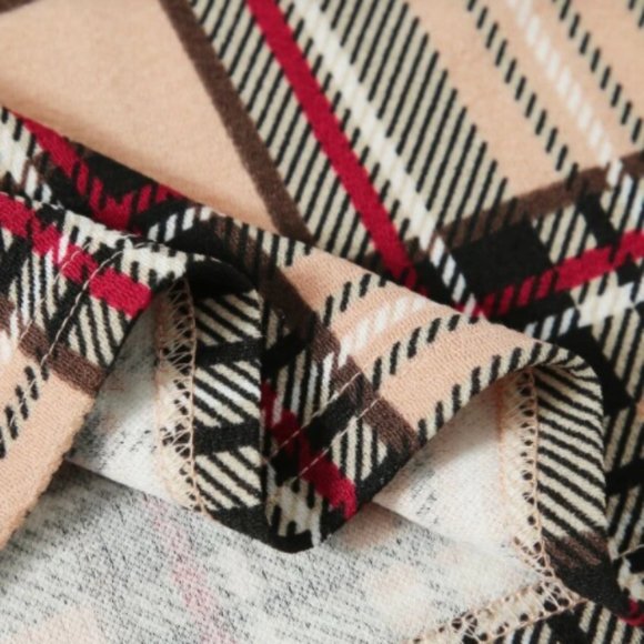 Double Square Neck Plaid Bodycon Dress - Picture 2 of 3